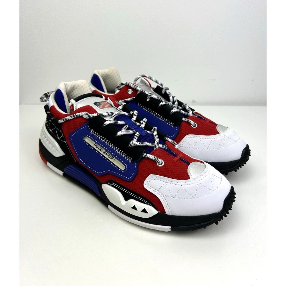 Polo Sport Ralph Lauren PS200 Sneakers Men 9.5 Red White Blue USA Athletic Shoes